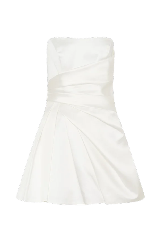 Lora Strapless Satin Mini Dress – White Lora Strapless Satin Mini Dress – White