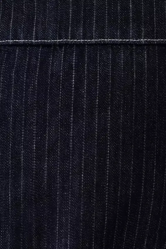 Loraine Mid Rise Denim Mini Skirt – Indigo Pinstripe Loraine Mid Rise Denim Mini Skirt – Indigo Pinstripe
