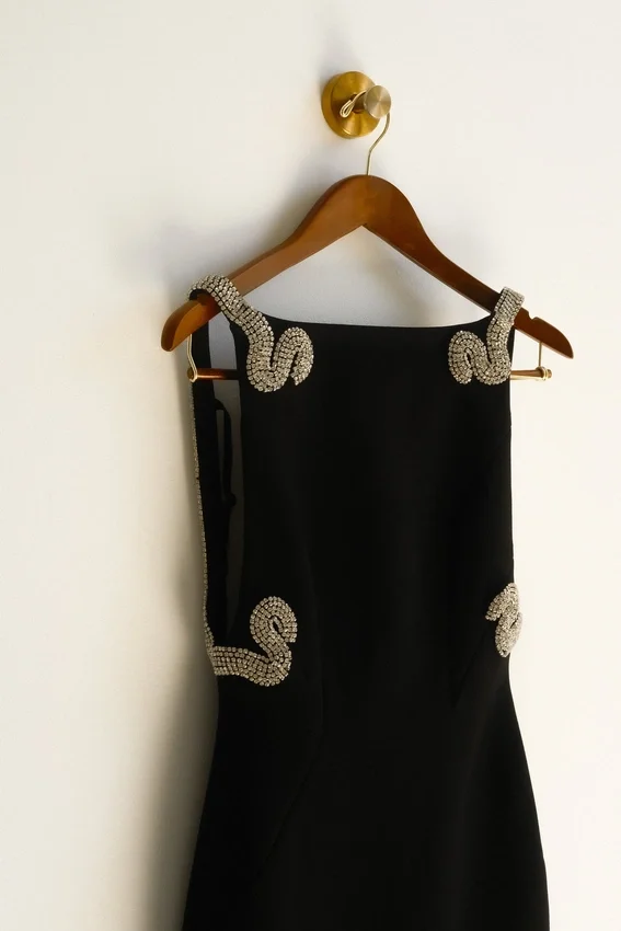 Lorde Embellished Crepe Maxi Dress – Black Lorde Embellished Crepe Maxi Dress – Black