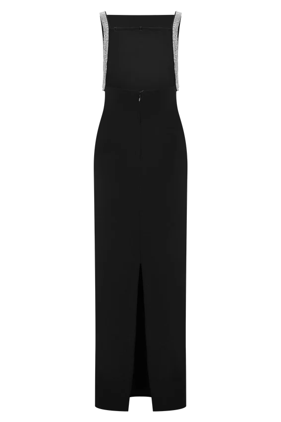 Lorde Embellished Crepe Maxi Dress – Black Lorde Embellished Crepe Maxi Dress – Black