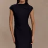 Lorena Cotton Midi Dress – Black