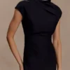 Lorena Cotton Midi Dress – Black
