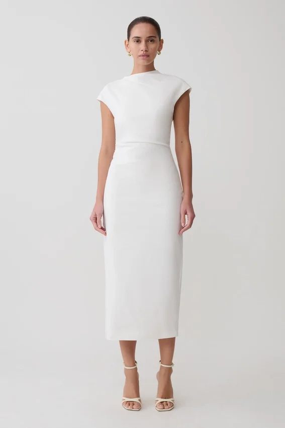 Lorena Cotton Midi Dress – White Lorena Cotton Midi Dress – White
