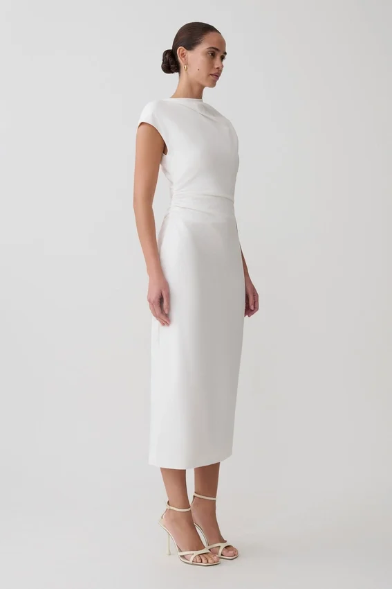 Lorena Cotton Midi Dress – White Lorena Cotton Midi Dress – White