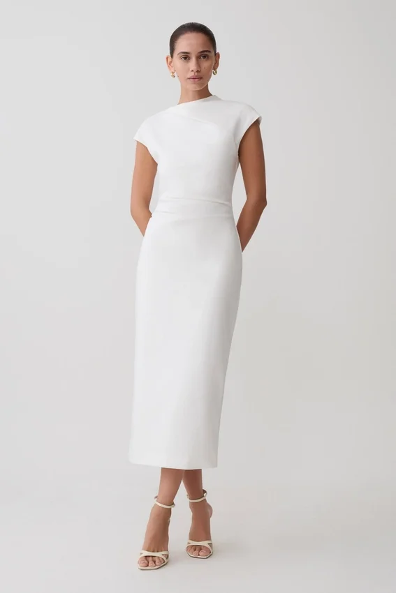 Lorena Cotton Midi Dress – White Lorena Cotton Midi Dress – White