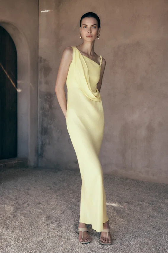 Lorieanne Draped Maxi Dress – Lemon Lorieanne Draped Maxi Dress – Lemon
