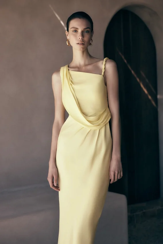 Lorieanne Draped Maxi Dress – Lemon Lorieanne Draped Maxi Dress – Lemon