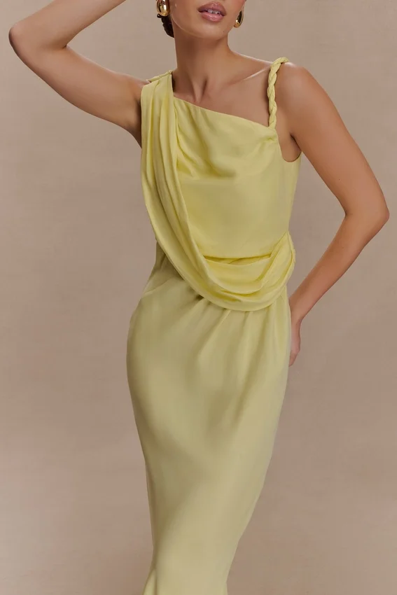 Lorieanne Draped Maxi Dress – Lemon Lorieanne Draped Maxi Dress – Lemon