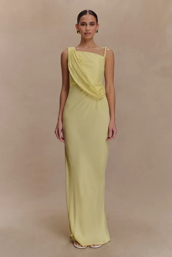 Lorieanne Draped Maxi Dress – Lemon Lorieanne Draped Maxi Dress – Lemon