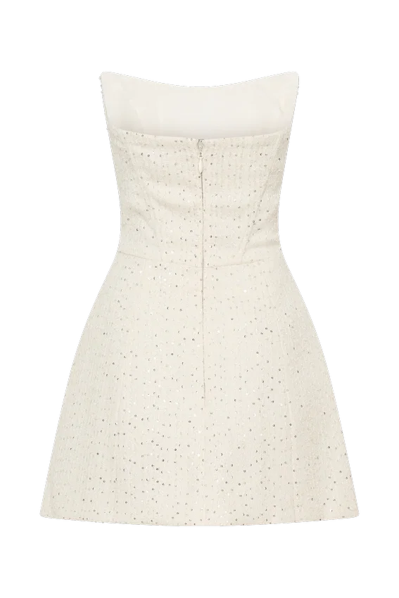 Lorrie Tweed Corset Mini Dress – White Lorrie Tweed Corset Mini Dress – White