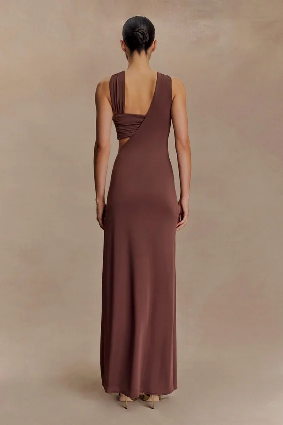 Lottie Slinky Maxi Dress With Split – Chocolate Lottie Slinky Maxi Dress With Split – Chocolate