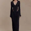 Louanne Slinky Long Sleeve Maxi Dress – Black Louanne Slinky Long Sleeve Maxi Dress – Black