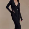 Louanne Slinky Long Sleeve Maxi Dress – Black Louanne Slinky Long Sleeve Maxi Dress – Black