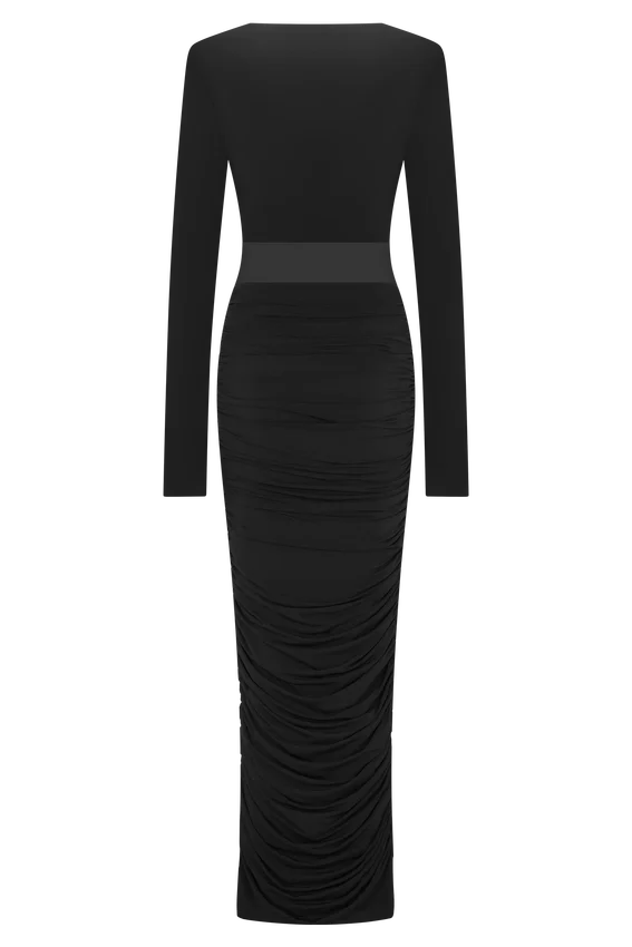 Louanne Slinky Long Sleeve Maxi Dress – Black Louanne Slinky Long Sleeve Maxi Dress – Black