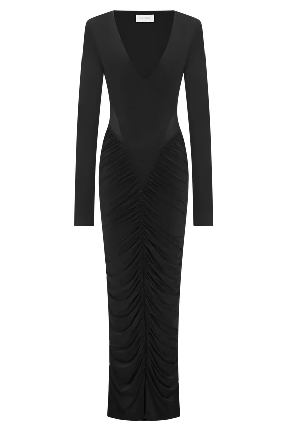 Louanne Slinky Long Sleeve Maxi Dress – Black Louanne Slinky Long Sleeve Maxi Dress – Black