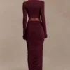 Louanne Slinky Long Sleeve Maxi Dress – Burgundy Louanne Slinky Long Sleeve Maxi Dress – Burgundy