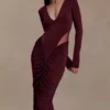 Louanne Slinky Long Sleeve Maxi Dress – Burgundy Louanne Slinky Long Sleeve Maxi Dress – Burgundy
