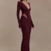 Louanne Slinky Long Sleeve Maxi Dress – Burgundy Louanne Slinky Long Sleeve Maxi Dress – Burgundy