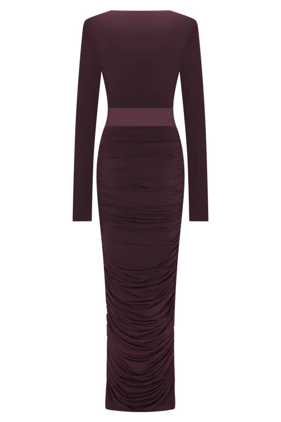 Louanne Slinky Long Sleeve Maxi Dress – Burgundy Louanne Slinky Long Sleeve Maxi Dress – Burgundy
