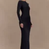Louisa Long Sleeve Slinky Maxi Dress – Black Louisa Long Sleeve Slinky Maxi Dress – Black