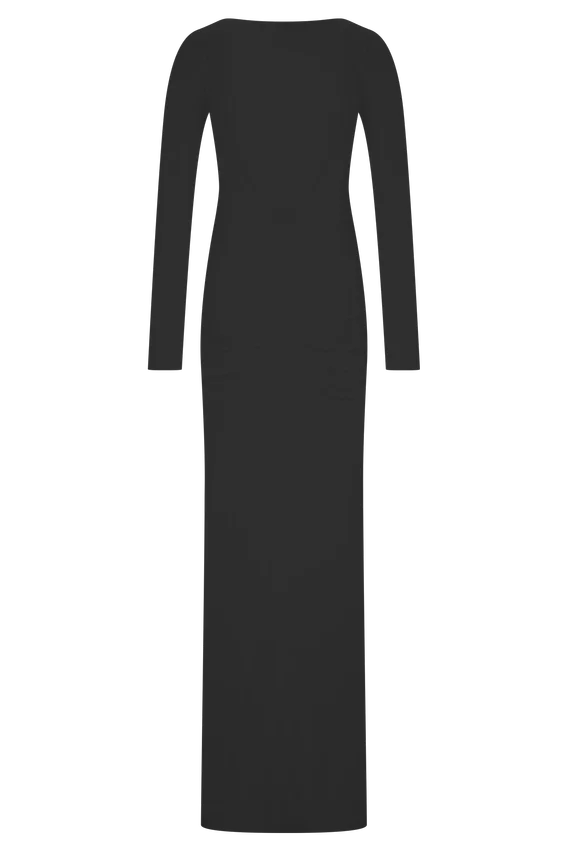Louisa Long Sleeve Slinky Maxi Dress – Black Louisa Long Sleeve Slinky Maxi Dress – Black