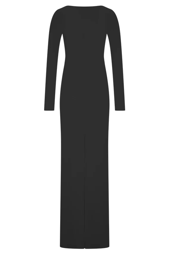 Louisa Long Sleeve Slinky Maxi Dress – Black Louisa Long Sleeve Slinky Maxi Dress – Black