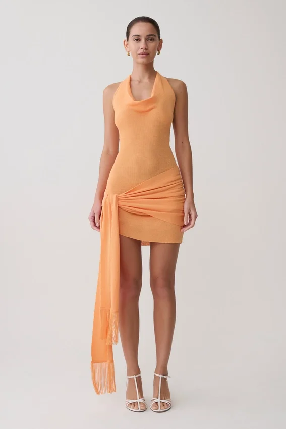 Lucien Cowl Neck Mini Dress – Apricot Lucien Cowl Neck Mini Dress – Apricot