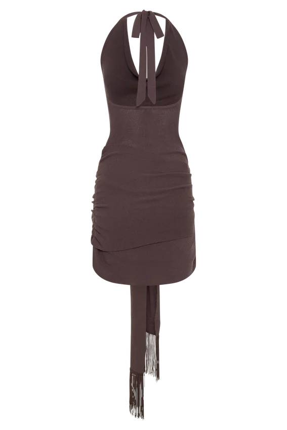 Lucien Cowl Neck Mini Dress – Peppercorn Lucien Cowl Neck Mini Dress – Peppercorn