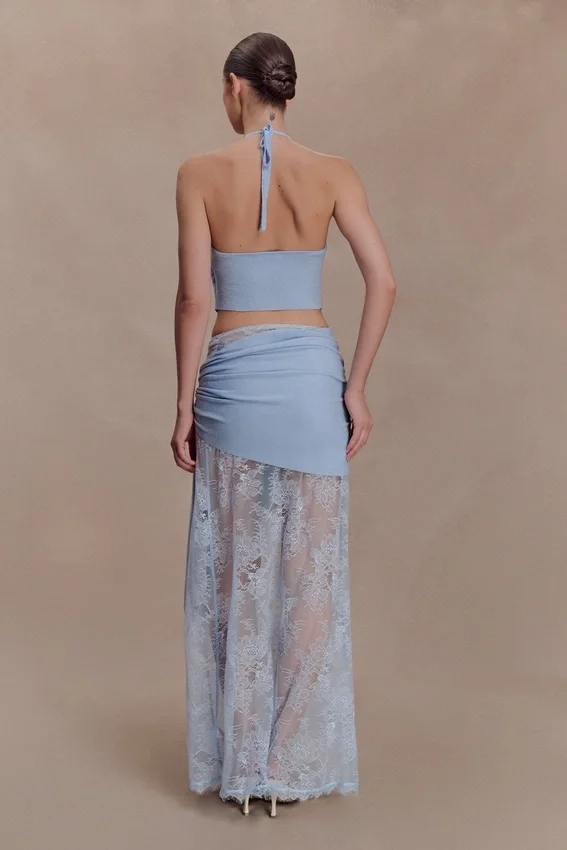 Lucy Lace And Knit Skirt – Cornflower Blue Lucy Lace And Knit Skirt – Cornflower Blue