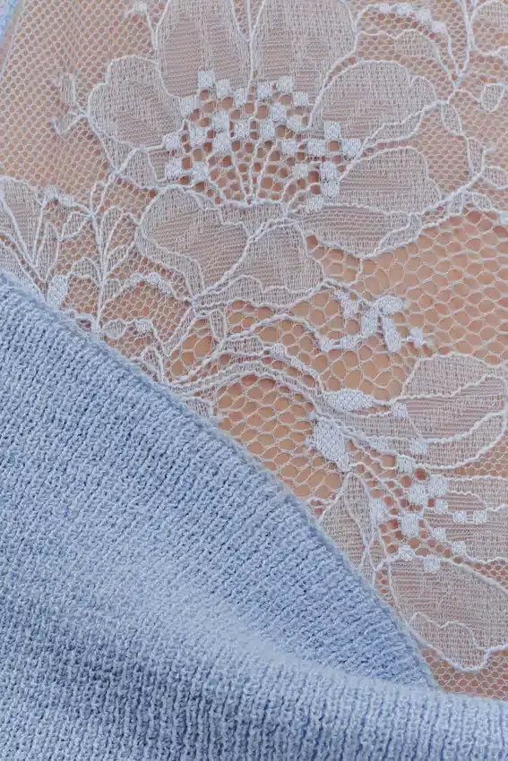 Lucy Lace And Knit Halter Top – Cornflower Blue Lucy Lace And Knit Halter Top – Cornflower Blue