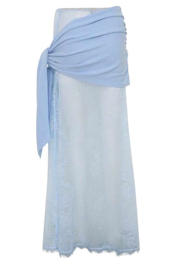 Lucy Lace And Knit Skirt – Cornflower Blue Lucy Lace And Knit Skirt – Cornflower Blue