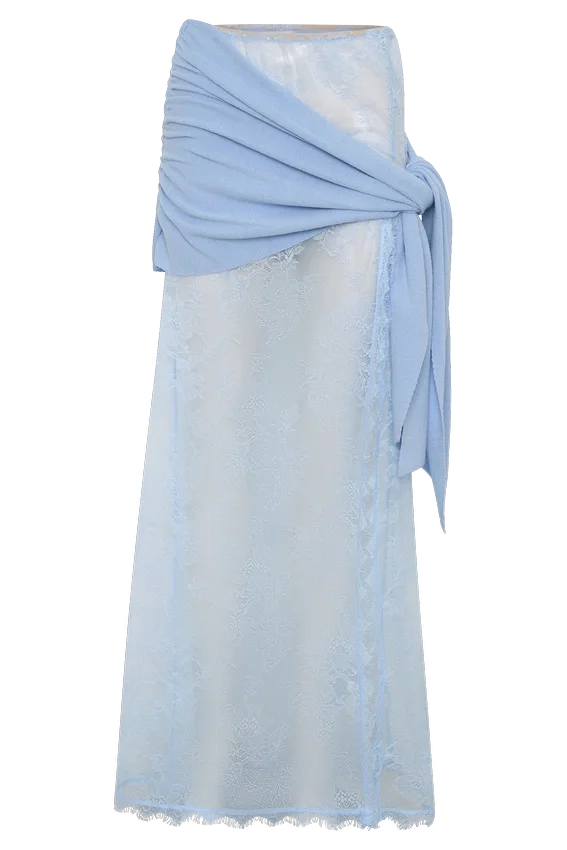 Lucy Lace And Knit Skirt – Cornflower Blue Lucy Lace And Knit Skirt – Cornflower Blue
