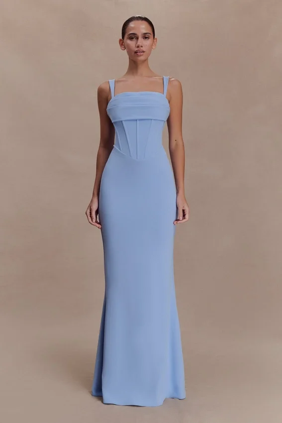 Luella Crepe Corset Maxi Dress – Cornflower Blue Luella Crepe Corset Maxi Dress – Cornflower Blue