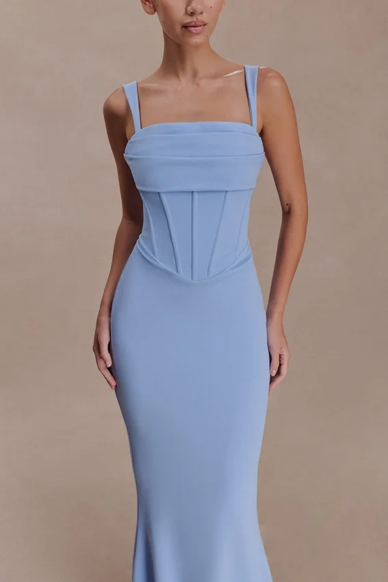 Luella Crepe Corset Maxi Dress – Cornflower Blue Luella Crepe Corset Maxi Dress – Cornflower Blue