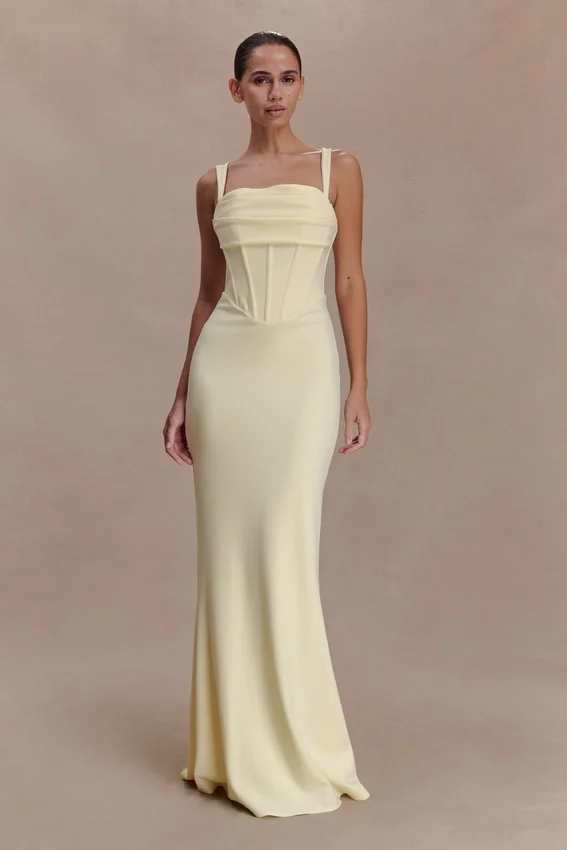 Luella Crepe Corset Maxi Dress – Lemon Luella Crepe Corset Maxi Dress – Lemon