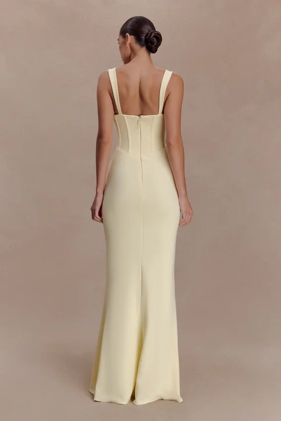 Luella Crepe Corset Maxi Dress – Lemon Luella Crepe Corset Maxi Dress – Lemon