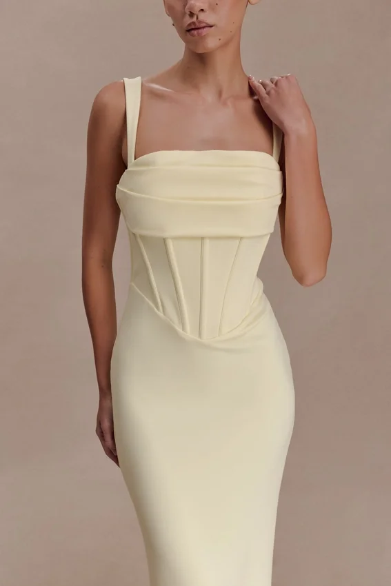Luella Crepe Corset Maxi Dress – Lemon Luella Crepe Corset Maxi Dress – Lemon