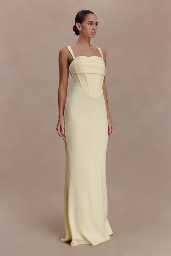 Luella Crepe Corset Maxi Dress – Lemon Luella Crepe Corset Maxi Dress – Lemon