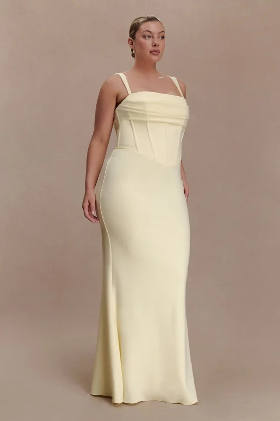 Luella Crepe Corset Maxi Dress – Lemon Luella Crepe Corset Maxi Dress – Lemon