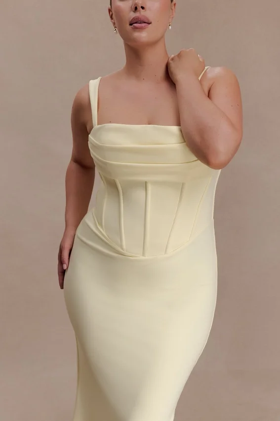 Luella Crepe Corset Maxi Dress – Lemon Luella Crepe Corset Maxi Dress – Lemon