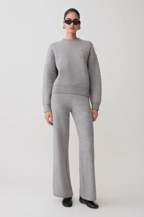 Evan Knit Wide Leg Pants – Grey Marle Evan Knit Wide Leg Pants – Grey Marle