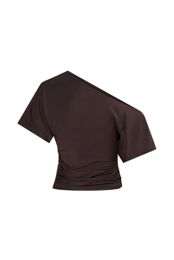 Luu Off Shoulder Slinky Top – Dark Chocolate Luu Off Shoulder Slinky Top – Dark Chocolate