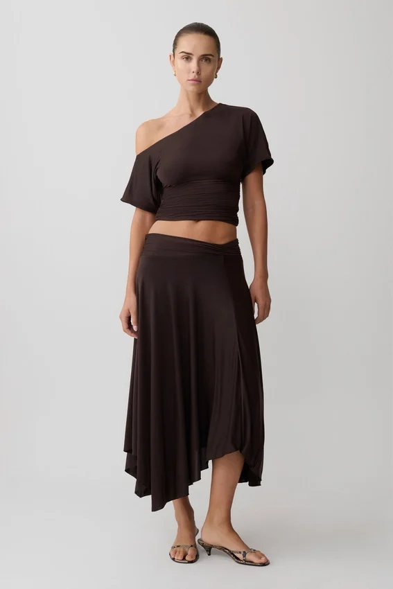 Luu Slinky Midi Skirt – Dark Chocolate Luu Slinky Midi Skirt – Dark Chocolate