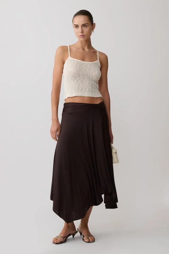 Luu Slinky Midi Skirt – Dark Chocolate Luu Slinky Midi Skirt – Dark Chocolate