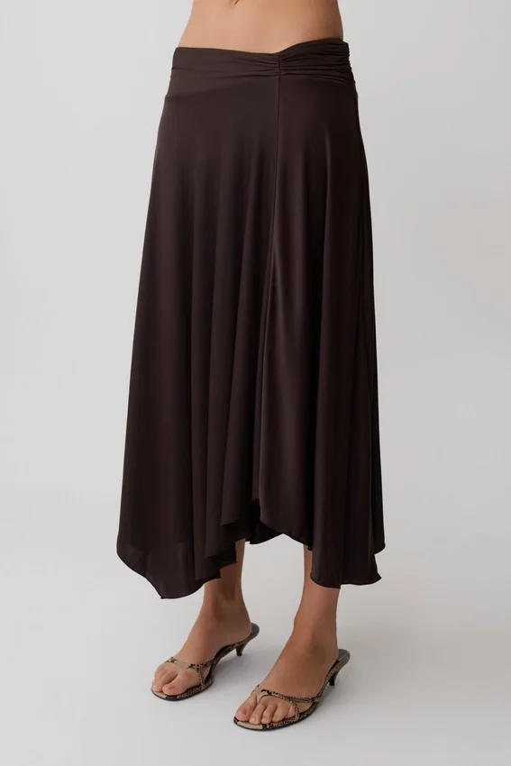 Luu Slinky Midi Skirt – Dark Chocolate Luu Slinky Midi Skirt – Dark Chocolate