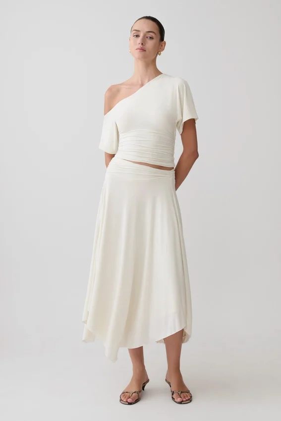 Luu Slinky Midi Skirt – Ivory Luu Slinky Midi Skirt – Ivory