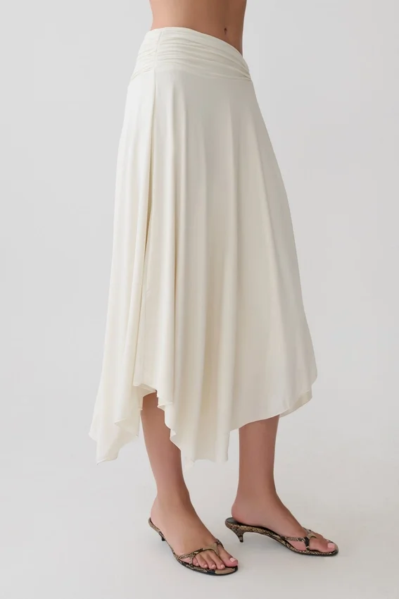 Luu Slinky Midi Skirt – Ivory Luu Slinky Midi Skirt – Ivory