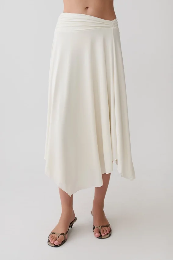 Luu Slinky Midi Skirt – Ivory Luu Slinky Midi Skirt – Ivory