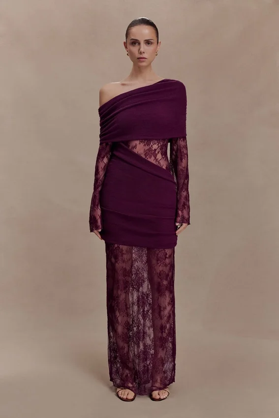Luxie Lace Knit Maxi Dress – Plum Luxie Lace Knit Maxi Dress – Plum