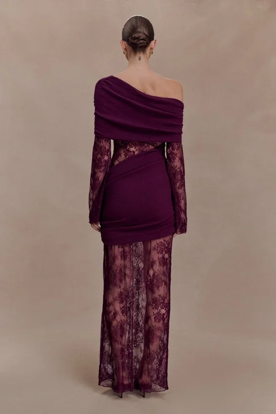 Luxie Lace Knit Maxi Dress – Plum Luxie Lace Knit Maxi Dress – Plum